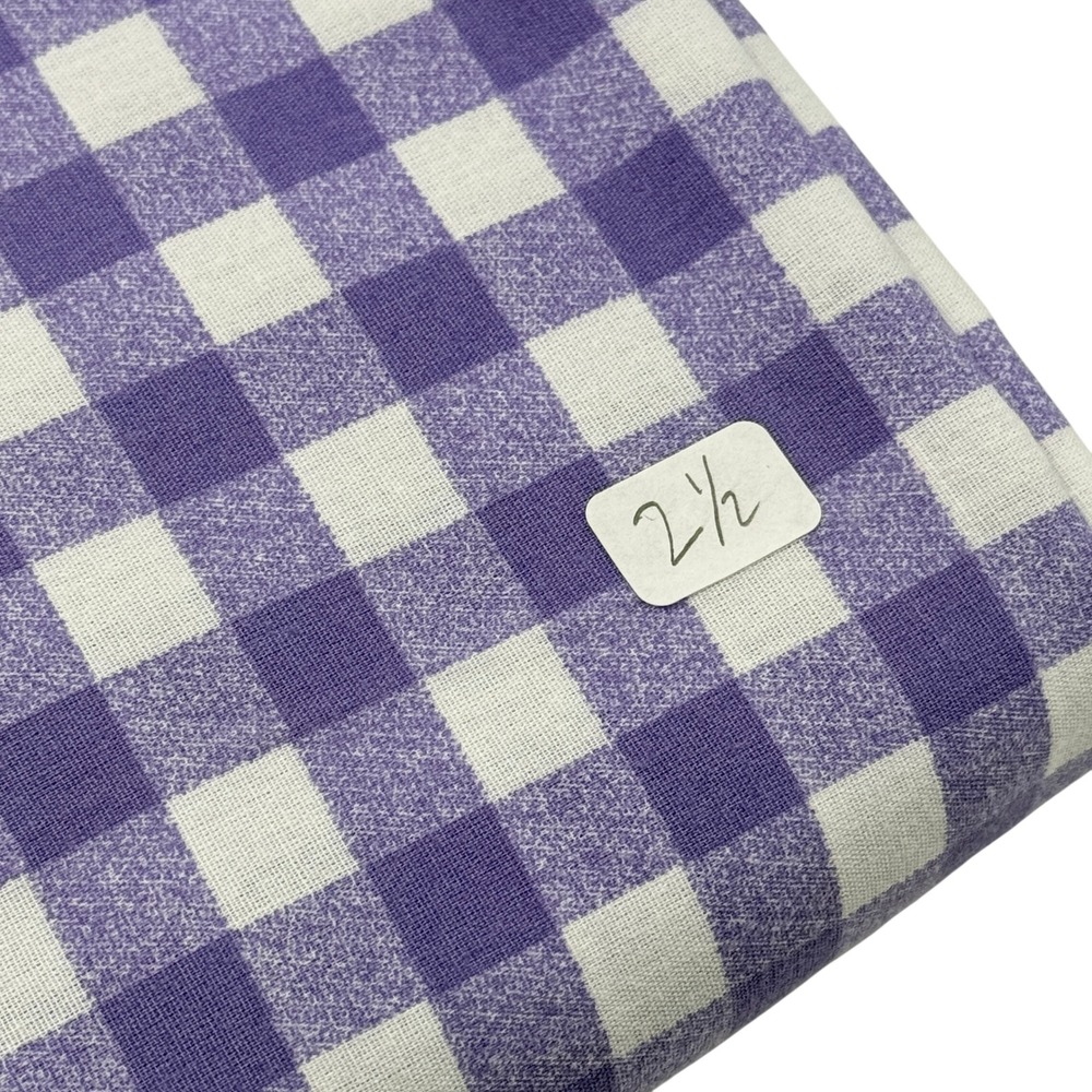 Gingham Check Fabric Sewing Craft Purple White 2.5 Yards Cotton Blend - Picture 2 of 3